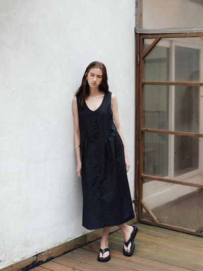 THE RYE Volume Button-up Dress(Black)