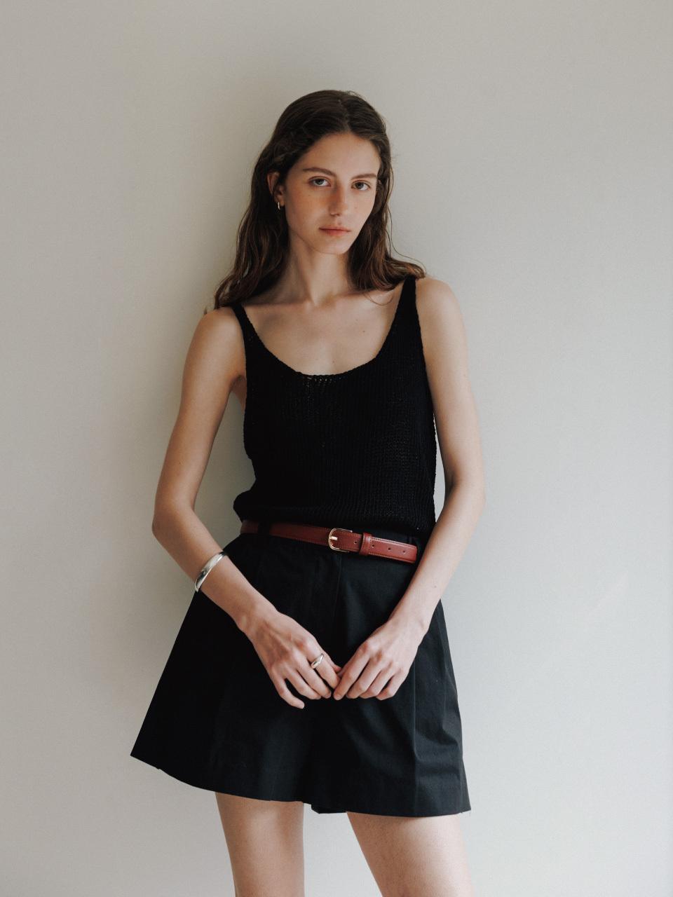 THE RYE Weaving Knit Sleeveless Top_Black