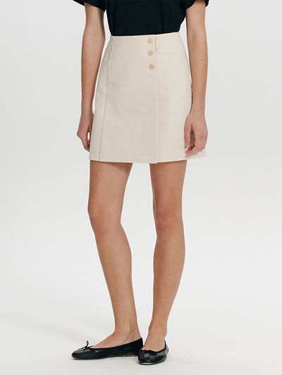 THE RYE Wrap Mini Skirt _Light Beige