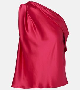 The Sei The Sei One-shoulder draped silk satin top