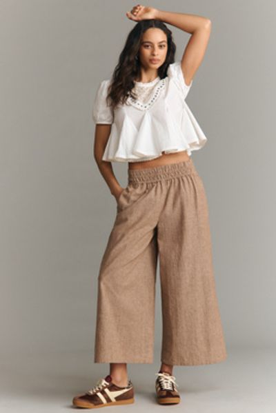 The Somerset Collection by Anthropologie Somerset Cotton-Linen Striped Pull-On Pants