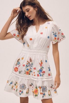 The Somerset Collection by Anthropologie Somerset Embroidered Mini Dress