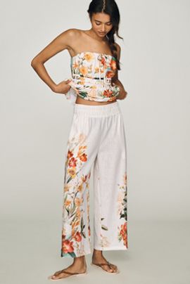 The Somerset Collection by Anthropologie Somerset Pull-On Pants: Printed Linen Cotton Edition
