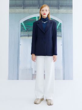 the studio K Embroidery Belt Jacket_Navy