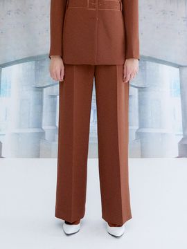 the studio K Embroidery Belt Pants_Brown