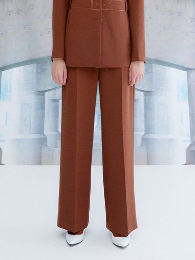 the studio K Embroidery Belt Pants_Brown