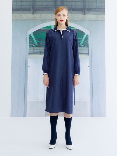 the studio K Pique Shirt Dress_Navy