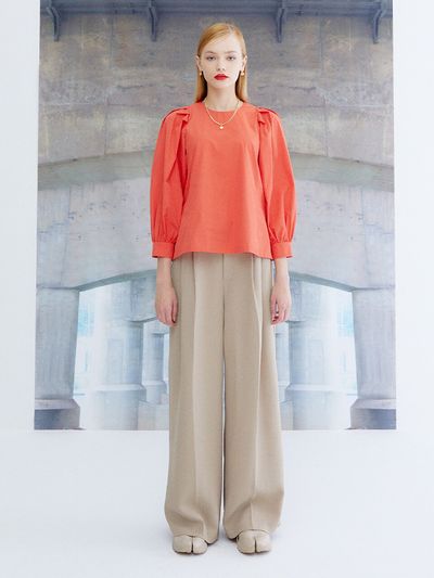 the studio K Puff Volume Sleeve Blouse_Red
