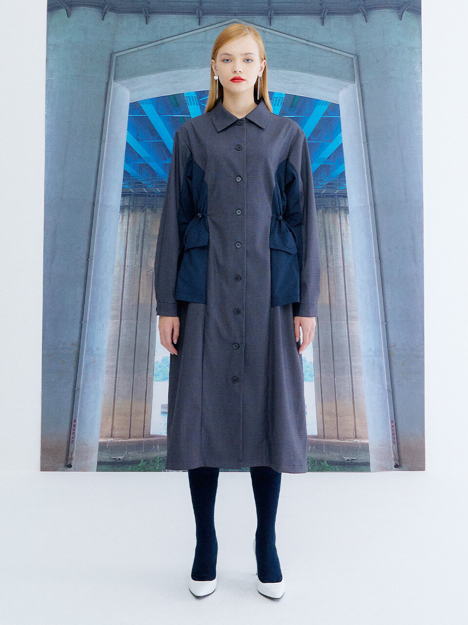 the studio K String Shirt Dress_Navy