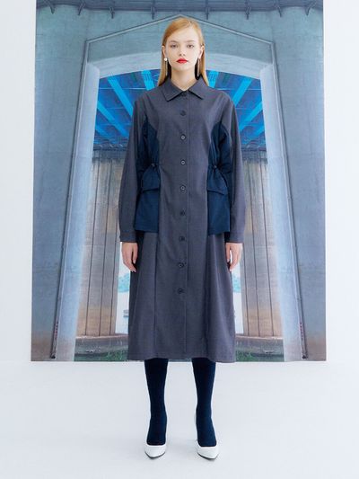 the studio K String Shirt Dress_Navy