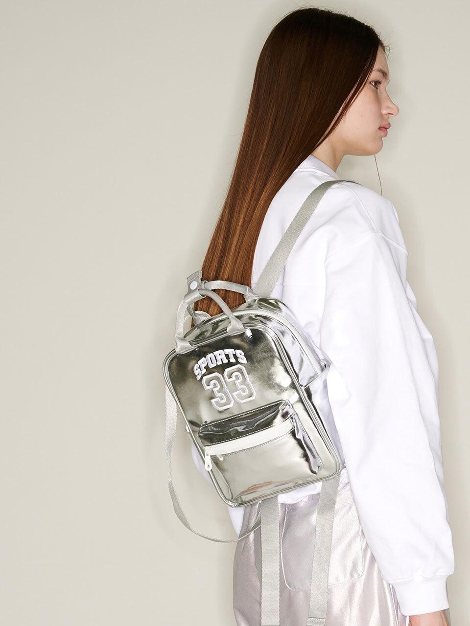 The Sweat. Sports 33 Vegan Leather Mini Backpack_Silver