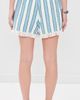The Tiny Big Sister The Tiny Big Sister Towel Striped Elasticated Shorts Off White/Denim Blue - 3