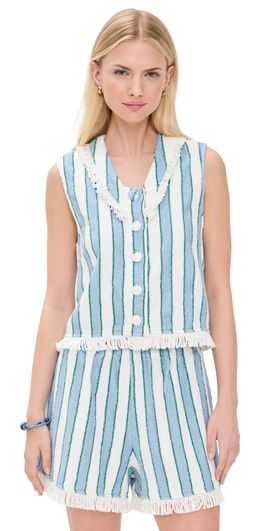 The Tiny Big Sister The Tiny Big Sister Towel Striped Top Off White/Denim Blue