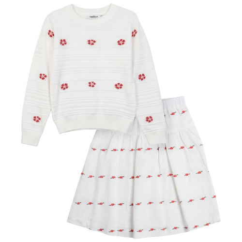The Umbrella Academy The Umbrella Academy Floral Jacquard Sweater and Elastic Waist Skirt Two Piece Set