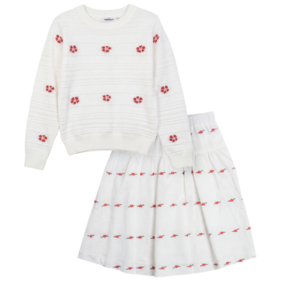 The Umbrella Academy The Umbrella Academy Floral Jacquard Sweater and Elastic Waist Skirt Two Piece Set