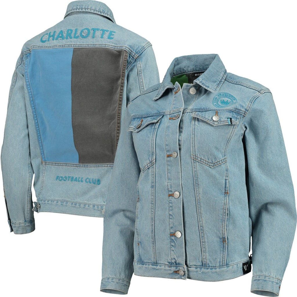 THE WILD COLLECTIVE Women's The Wild Collective Blue Charlotte FC Print Denim Button-Up Jacket 