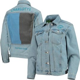 THE WILD COLLECTIVE Women's The Wild Collective Blue Charlotte FC Print Denim Button-Up Jacket 