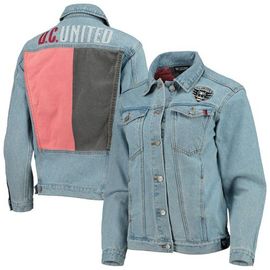 THE WILD COLLECTIVE Women's The Wild Collective Blue D.C. United Print Denim Button-Up Jacket 