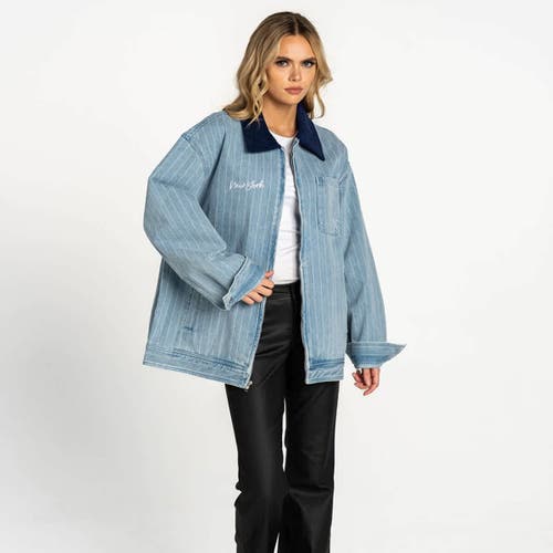 THE WILD COLLECTIVE Women's The Wild Collective Denim New York Yankees Full-Zip Mechanic Jacket 
