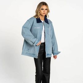 THE WILD COLLECTIVE Women's The Wild Collective Denim New York Yankees Full-Zip Mechanic Jacket 