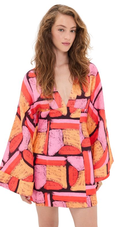 The Wolf Gang The Wolf Gang Elara Linen Mini Dress Mosaic