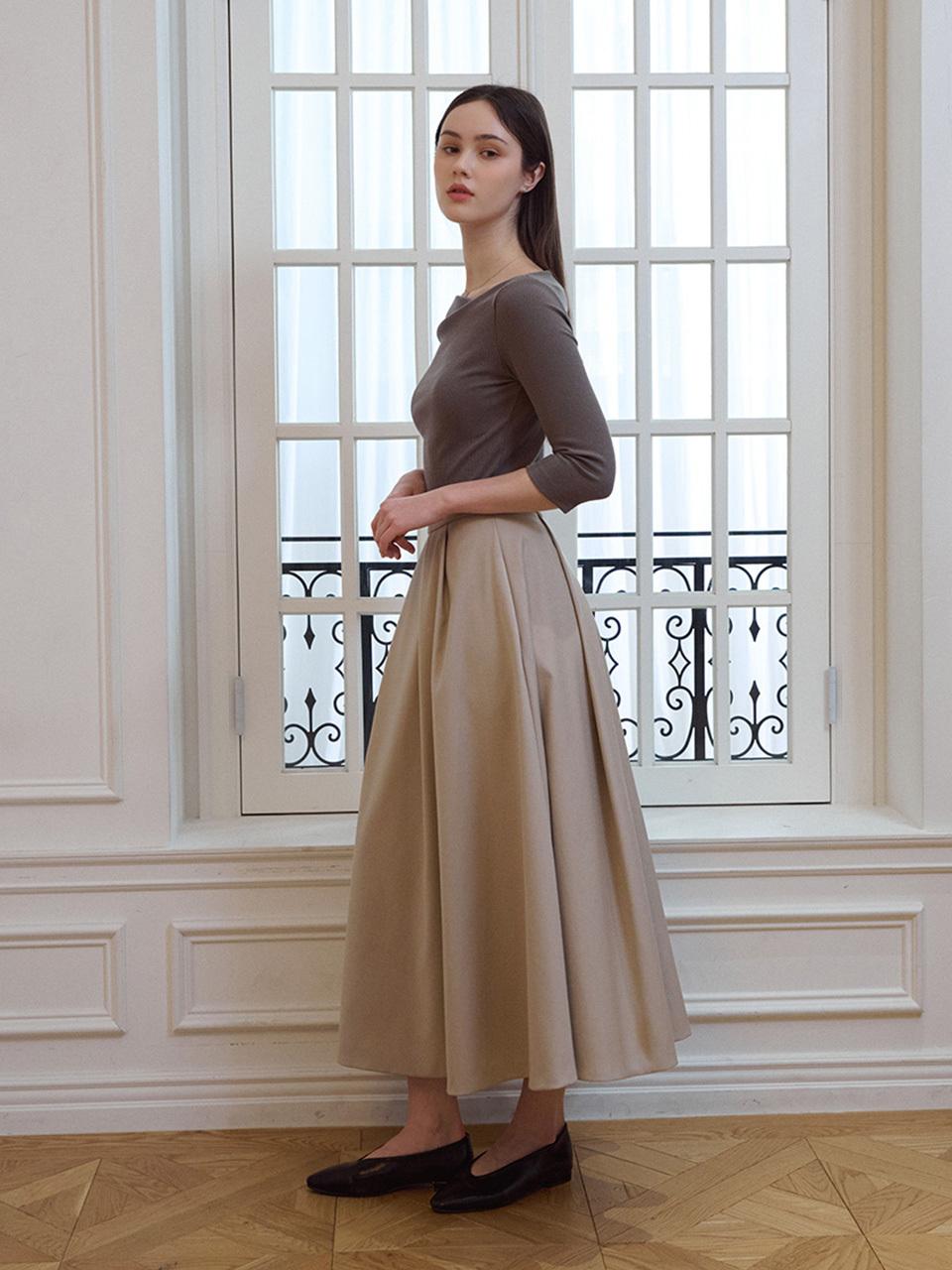 THEATRE Elin tuck skirt [Beige]