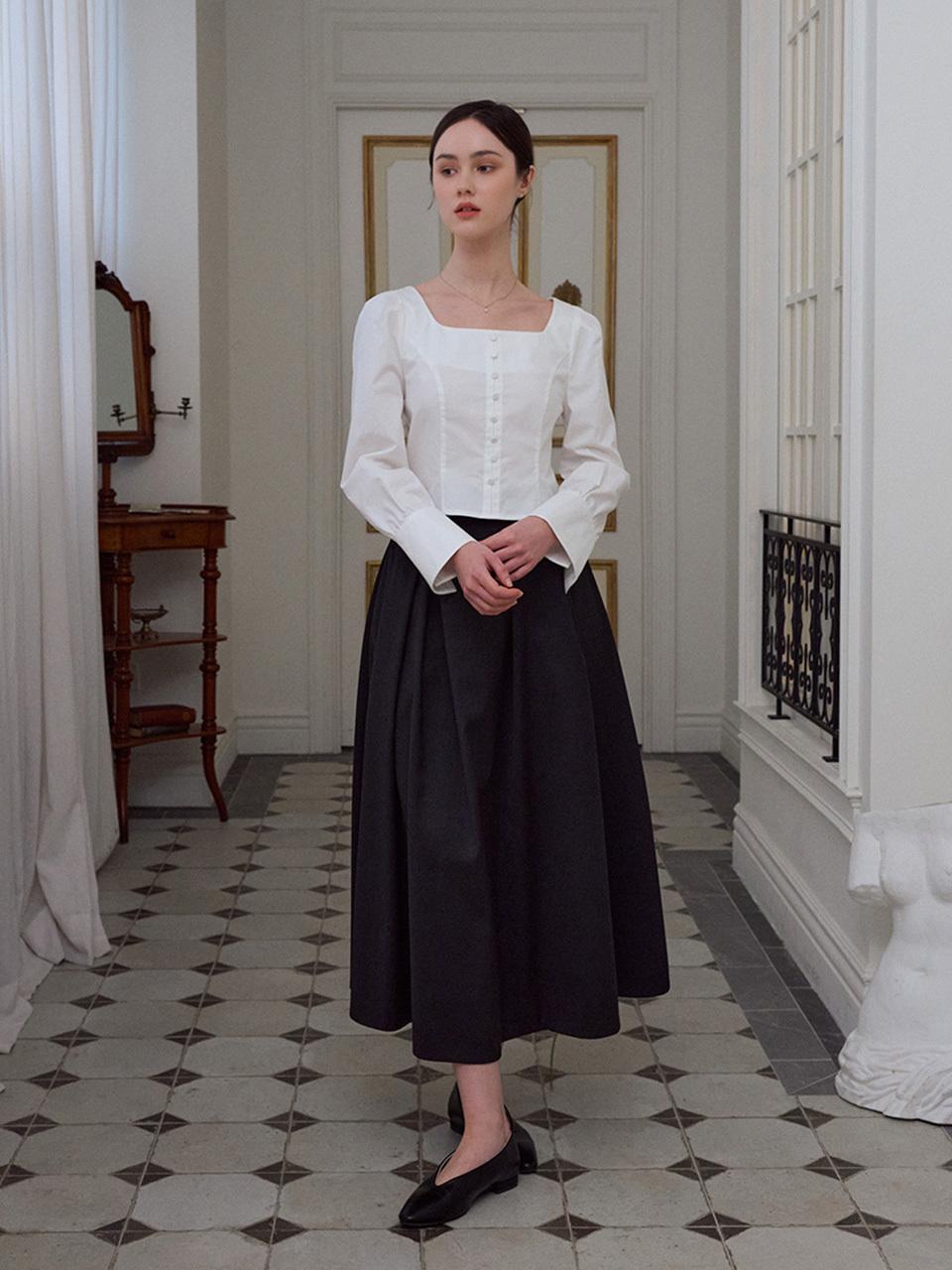 THEATRE Elin tuck skirt [Black]