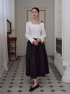 THEATRE Elin tuck skirt [Black]