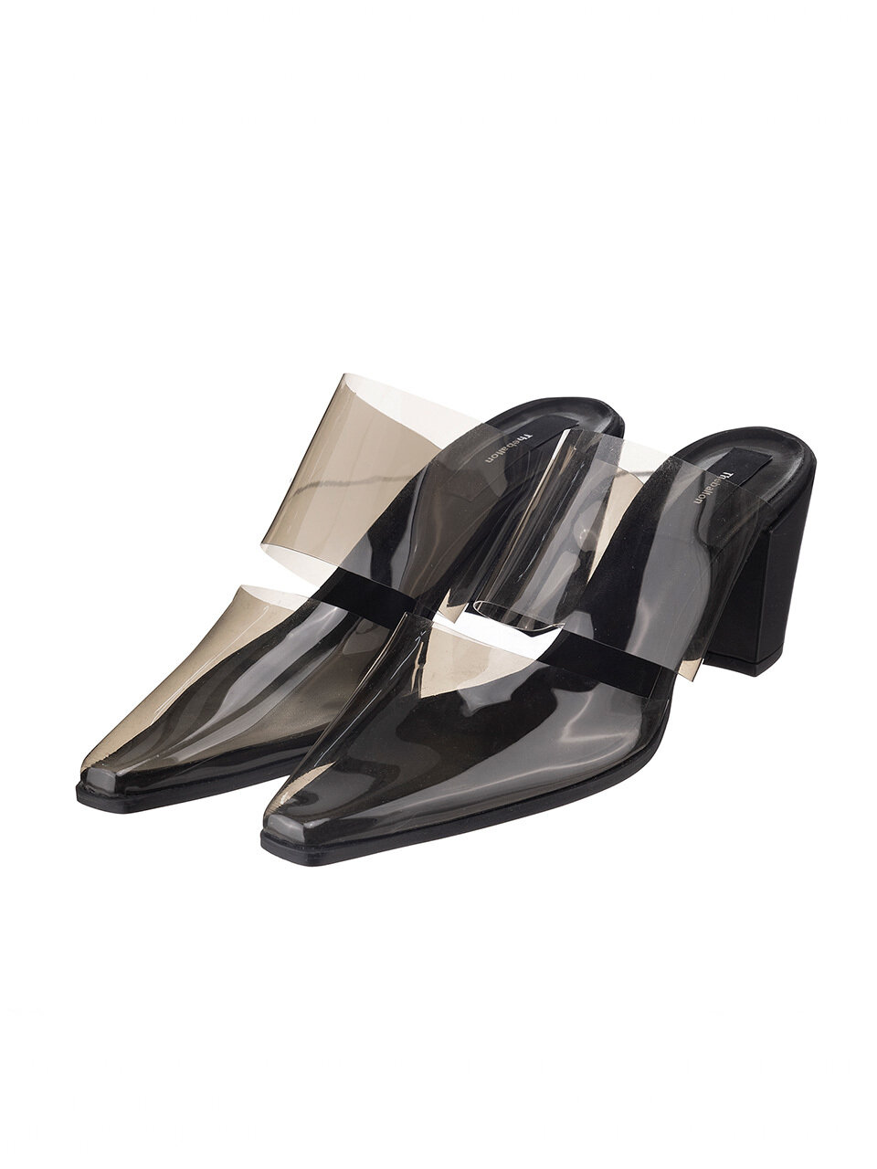 Theballon Half-ankle Clear Medium Heel Shoes _ Black