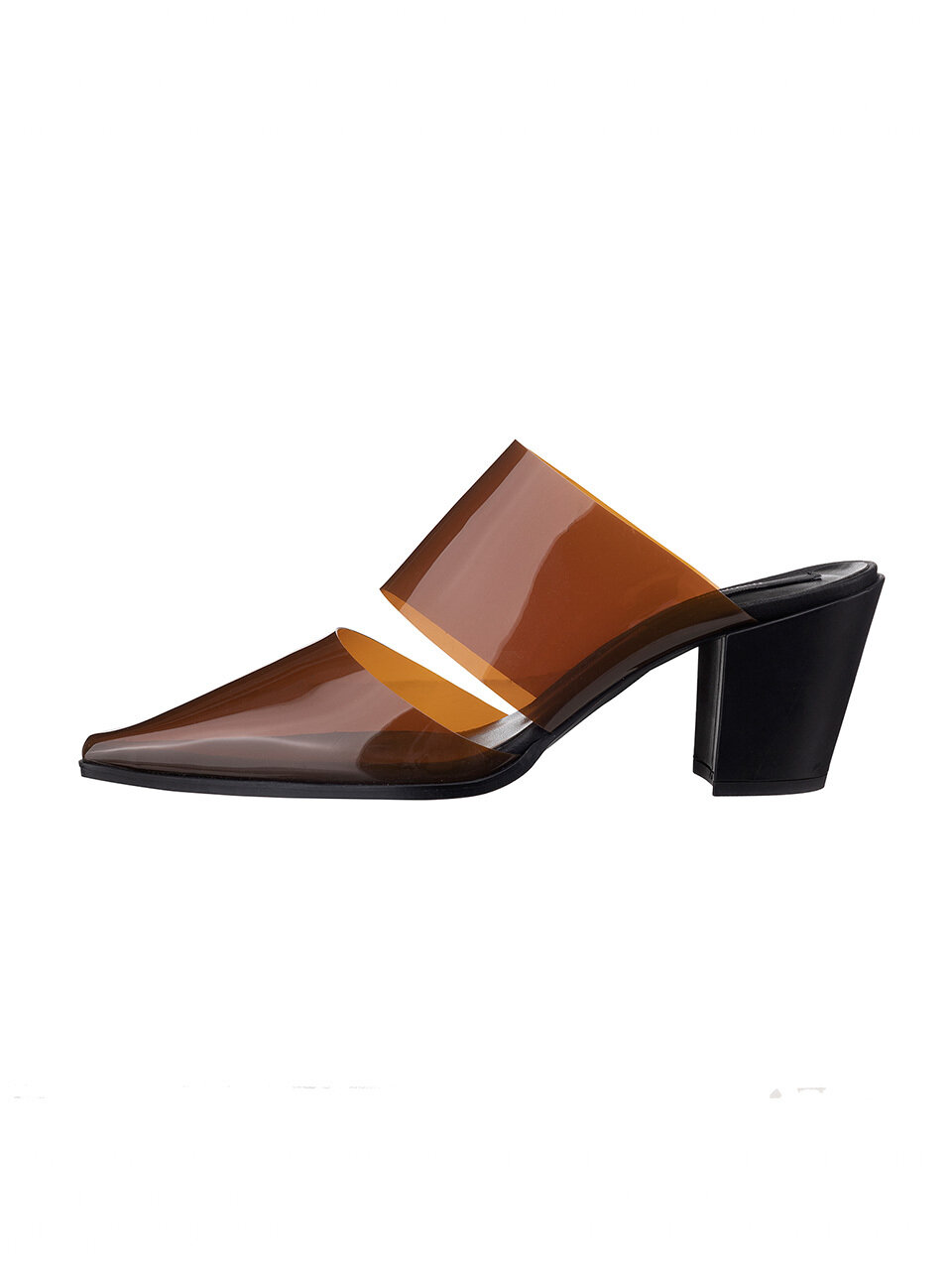 Theballon Half-ankle Clear Medium Heel Shoes _ Brown
