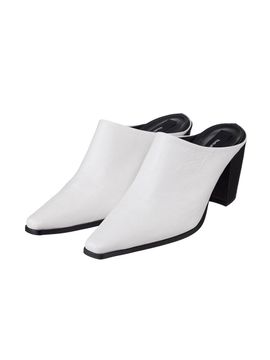 Theballon Half-ankle Leather Medium Heel Mules_ White