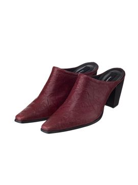 Theballon Half-ankle Leather Medium Heel Mules_ Wine