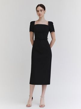 THECHEMI Square Neck Short-Sleeve Dress