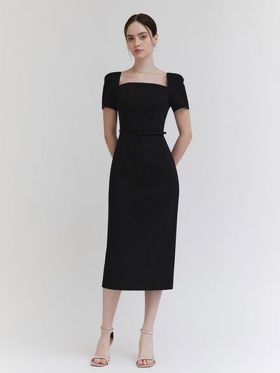 THECHEMI Square Neck Short-Sleeve Dress