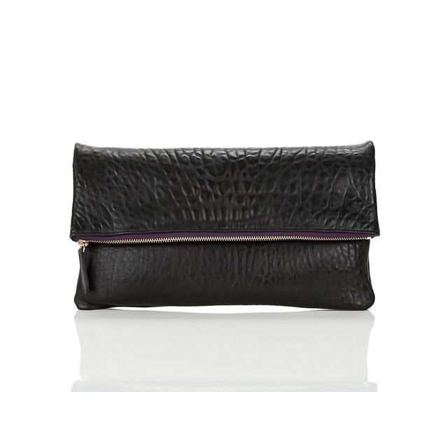 THEHEE Black Embossed Leather Clutch Bag