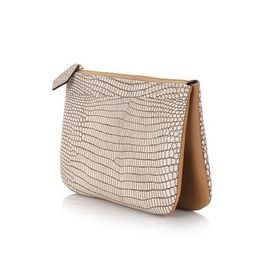 THEHEE Dual-Textured Leather Cowhide Clutch Bag [BEIGE]