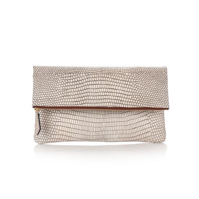 THEHEE Embossed Leather Cowhide Clutch Bag [Beige]