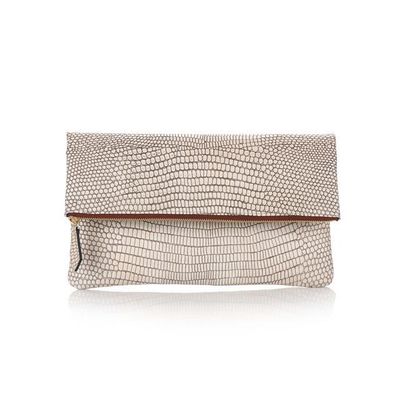 THEHEE Embossed Leather Cowhide Clutch Bag [Beige]