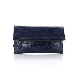 THEHEE Glossy Cowhide Leather Clutch Bag [Blue]