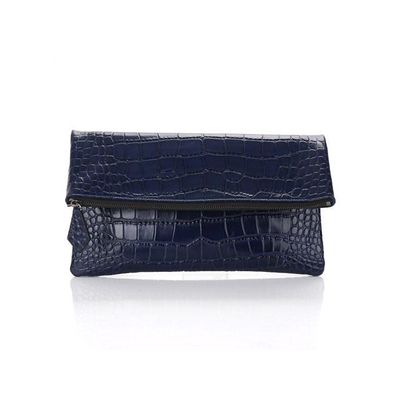 THEHEE Glossy Cowhide Leather Clutch Bag [Blue]