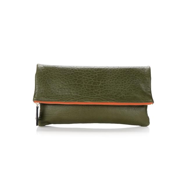 THEHEE Khaki Embossed Premium Fur Clutch Bag