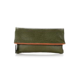 THEHEE Khaki Embossed Premium Fur Clutch Bag