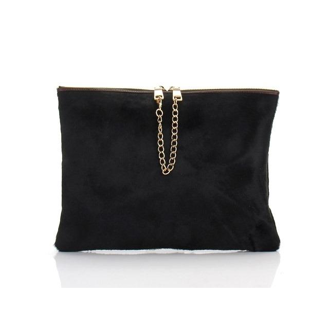 THEHEE Suede Lambskin Split Zipper Clutch [Brown]