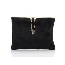 THEHEE Suede Lambskin Split Zipper Clutch [Brown]