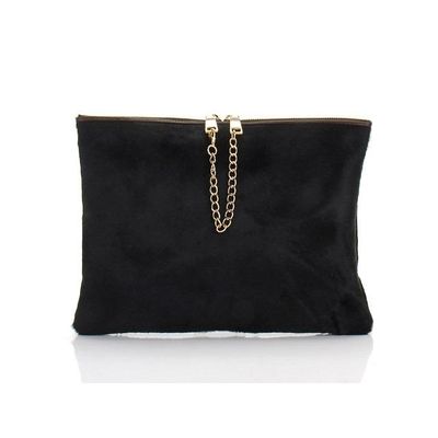 THEHEE Suede Lambskin Split Zipper Clutch [Brown]
