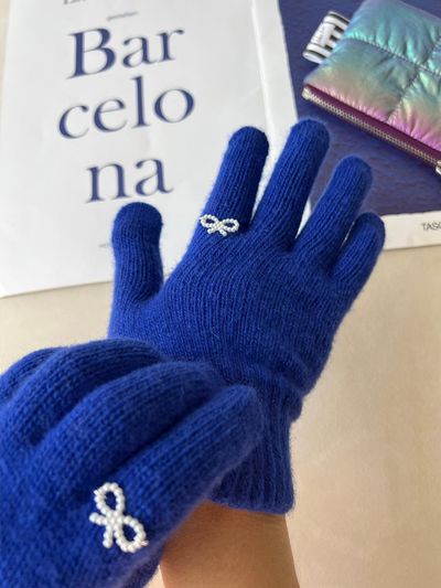 THEHEE Wool Knit Ribbon Gloves