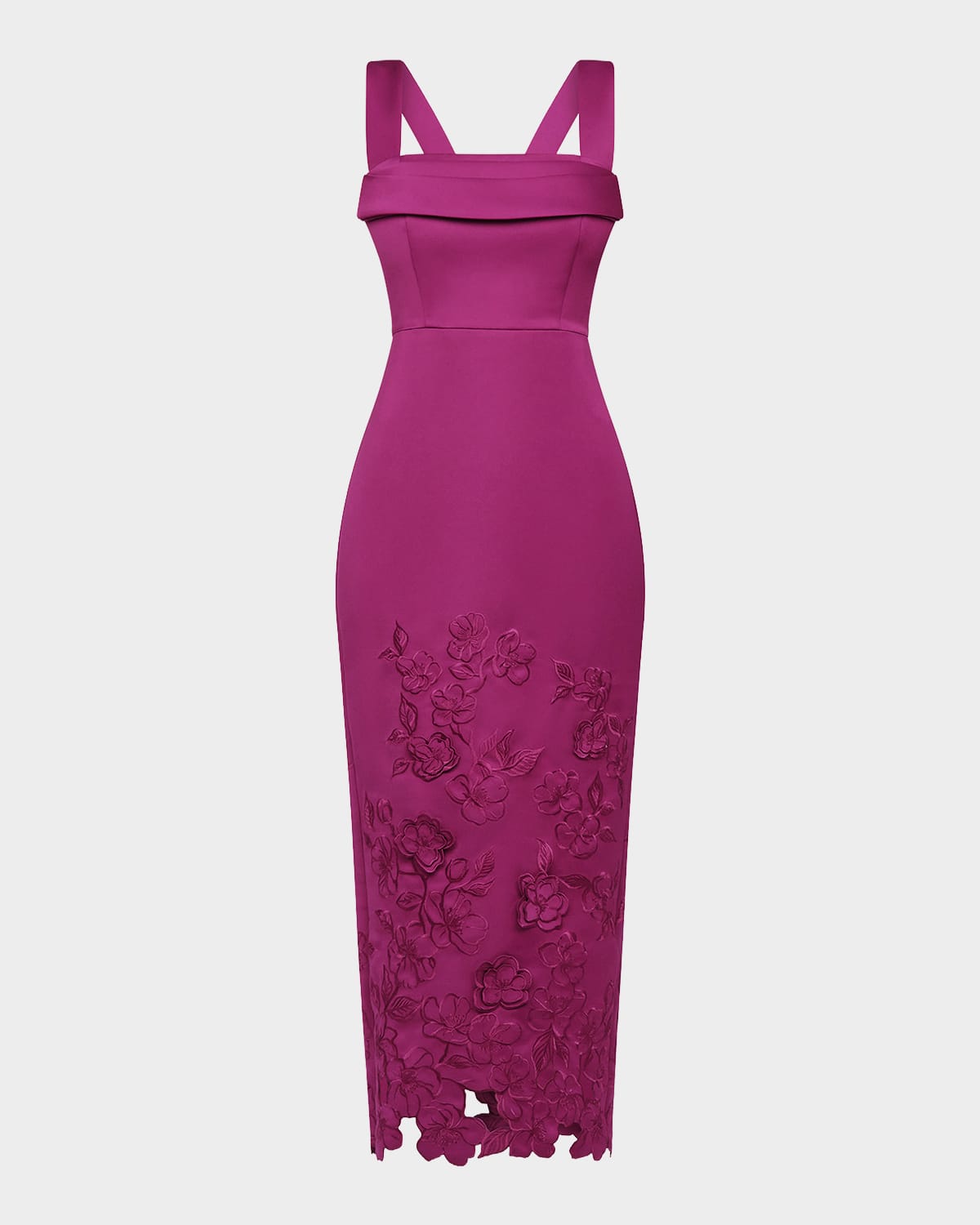 Theia Billie Floral Applique Midi Sheath Dress
