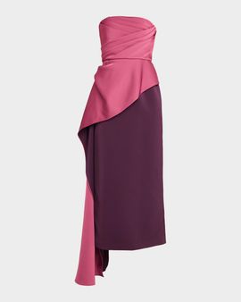 Theia Diane Strapless Draped Gown
