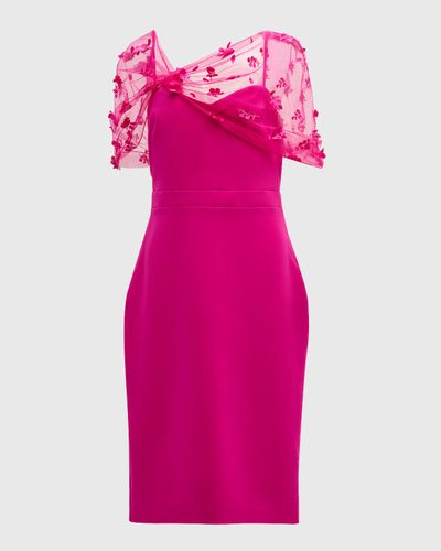 Theia Gia Beaded-Shawl Bodycon Midi Dress
