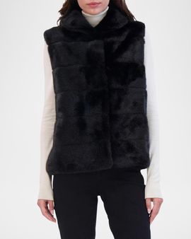 Theia Horizontal Mink-Like Faux Fur Vest